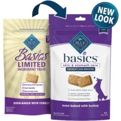 Blue Buffalo Basics Skin & Stomach Care Grain-Free Formula Turkey & Potato Recipe Adult Dry Dog Food & Blue Buffalo Basics Skin & Stomach Care Biscuits Turkey & Potato Dog Treats -Cozy Paws 292686 PT5. AC SS1800 V1646349552