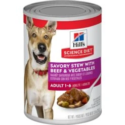 Hill's Science Diet Adult Chicken & Barley Recipe Dry Dog Food & Hill's Science Diet Adult Savory Stew With Beef & Vegetables Canned Dog Food -Cozy Paws 293162 PT4. AC SS1800 V1693256246