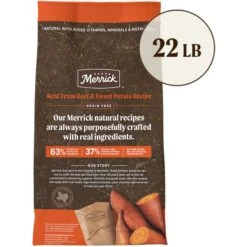 Merrick Real Texas Beef + Sweet Potato Recipe Grain-Free Chicken-Free Adult Dry Dog Food & Instinct Freeze-Dried Raw Boost Mixers Grain-Free Gut Health Recipe Dog Food Topper -Cozy Paws 293332 PT3. AC SS1800 V1670512133