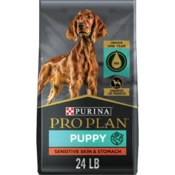 Purina Pro Plan Puppy Sensitive Skin & Stomach Salmon & Rice Dry Dog Food & Wellness Soft Puppy Bites Lamb & Salmon Recipe Grain-Free Natural Dog Treats -Cozy Paws 293672 PT5. AC SS1800 V1619985144