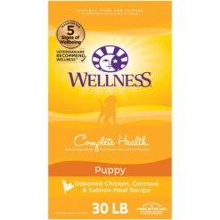 Wellness Complete Health Puppy Deboned Chicken, Oatmeal & Salmon Meal Recipe Dry Dog Food & Wellness Complete Health Just For Puppy Canned Dog Food -Cozy Paws 298680 PT5. AC SS1800 V1691425674