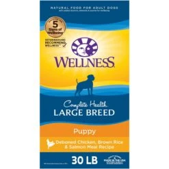 Wellness Large Breed Complete Health Puppy Deboned Chicken, Brown Rice & Salmon Meal Recipe Dry Dog Food & Wellness CORE Bowl Boosters Bare Turkey Freeze-Dried Dog Food Mixer Or Topper -Cozy Paws 298730 PT1. AC SS1800 V1703195460