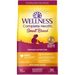 Wellness Small Breed Complete Health Puppy Turkey, Oatmeal & Salmon Meal Recipe Dry Dog Food & Wellness Complete Health Just For Puppy Canned Dog Food -Cozy Paws 298748 PT5. AC SS1800 V1691425730