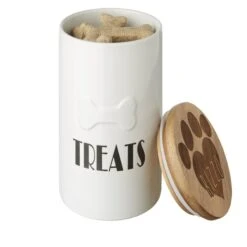 Frisco Ceramic Personalized Treat Jar With Wood Lid, 4 Cup, 32oz -Cozy Paws 301179 PT4. AC SS1800 V1631119626