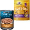 Purina Pro Plan Development Puppy Chicken & Rice Entree Canned Dog Food & Wellness Soft Puppy Bites Lamb & Salmon Recipe Grain-Free Natural Dog Treats