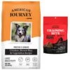 American Journey Protein & Grains Large Breed Puppy Chicken, Brown Rice & Vegetables Recipe Dry Dog Food, 28-lb Bag & American Journey Beef Recipe Grain-Free Soft & Chewy Training Bits Dog Treats -Cozy Paws 302146 MAIN. AC SS1800 V1694615949