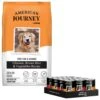 American Journey Protein & Grains Senior Chicken, Brown Rice & Vegetables Recipe Dry Dog Food & American Journey Poultry & Beef Variety Pack Grain-Free Canned Dog Food -Cozy Paws 302228 MAIN. AC SS1800 V1694617188