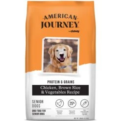 American Journey Protein & Grains Senior Chicken, Brown Rice & Vegetables Recipe Dry Dog Food & American Journey Poultry & Beef Variety Pack Grain-Free Canned Dog Food -Cozy Paws 302228 PT5. AC SS1800 V1694612385