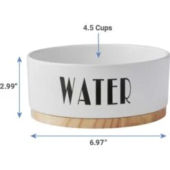 Frisco Ceramic Water Dog & Cat Bowl With Wood Base & Frisco Ceramic Food Dog & Cat Bowl With Wood Base -Cozy Paws 302424 PT2. AC SS1800 V1623079647