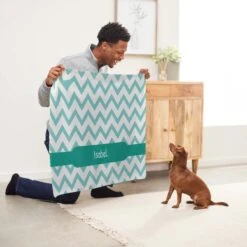 Frisco Personalized Subtle Chevron Soft Fleece Cat & Dog Blanket, 30" X 40" -Cozy Paws 304003 PT5. AC SS1800 V1637610297