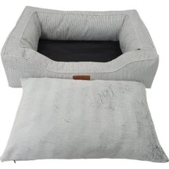 HappyCare Textiles Rectangle Bolster Cat & Dog Bed -Cozy Paws 304135 PT2. AC SS1800 V1622757763