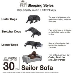 Enchanted Home Pet Sailor Sofa Cat & Dog Bed With Removable Cover -Cozy Paws 305355 PT5. AC SS1800 V1623249479