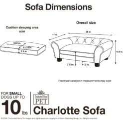 Enchanted Home Pet Charlotte Sofa Cat & Dog Bed With Removable Cover -Cozy Paws 305374 PT6. AC SS1800 V1623244343