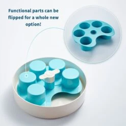 Pet Dream House SPIN Medium Level Palette Non-Skid Plastic Interactive Slow Feeder Dog Bowl, Blue -Cozy Paws 308746 PT3. AC SS1800 V1627680139