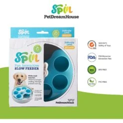 Pet Dream House SPIN Medium Level Palette Non-Skid Plastic Interactive Slow Feeder Dog Bowl, Blue -Cozy Paws 308746 PT6. AC SS1800 V1627677460