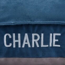 Frisco Personalized Navy Bolstered Bed With Navy Check Bolster, X-Large 9 Frisco Personalized Navy Bolstered Bed With Navy Check Bolster, X-Large -Cozy Paws 311768 PT4. AC SS1800 V1630593983