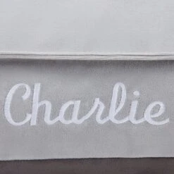 Frisco Personalized Silver Bolstered Bed With Silver Check Bolster -Cozy Paws 311770 PT3. AC SS1800 V1630593995