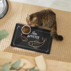Frisco Silicone Fish Print Dog & Cat Food Mat, Black -Cozy Paws 311953 PT3. AC SS1800 V1642542608