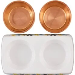 Disney Mickey Mouse Lemon Melamine Stainless Steel Double Dog & Cat Bowl -Cozy Paws 315299 PT4. AC SS1800 V1646327442