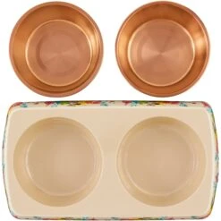 Disney Minnie Mouse Summer Bamboo Melamine Stainless Steel Double Dog & Cat Bowl -Cozy Paws 315343 PT4. AC SS1800 V1646327663