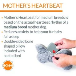 K&H Pet Products Mother’s Heartbeat Heated Bolster Puppy Bed -Cozy Paws 316709 PT2. AC SS1800 V1637629383