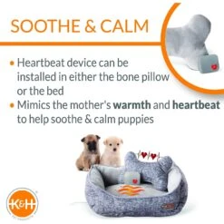 K&H Pet Products Mother’s Heartbeat Heated Bolster Puppy Bed -Cozy Paws 316709 PT3. AC SS1800 V1637625102
