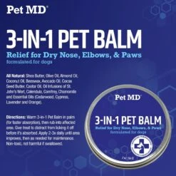 Pet MD Paw Balm 3-in-1 Nose/Snout & Elbow Moisturizer & Paw Protectors Paw Wax With Shea Butter, Coconut Oil, & Beeswax For Dogs, 2-oz Jar -Cozy Paws 318011 PT1. AC SS1800 V1659887010