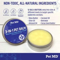 Pet MD Paw Balm 3-in-1 Nose/Snout & Elbow Moisturizer & Paw Protectors Paw Wax With Shea Butter, Coconut Oil, & Beeswax For Dogs, 2-oz Jar -Cozy Paws 318011 PT2. AC SS1800 V1659887067