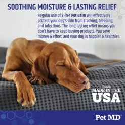 Pet MD Paw Balm 3-in-1 Nose/Snout & Elbow Moisturizer & Paw Protectors Paw Wax With Shea Butter, Coconut Oil, & Beeswax For Dogs, 2-oz Jar -Cozy Paws 318011 PT5. AC SS1800 V1659887067