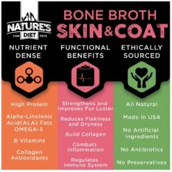 Nature's Diet Skin & Coat Bone Broth Dry Dog & Cat Food Topping, 6-oz Jar -Cozy Paws 318149 PT3. AC SS1800 V1628802442