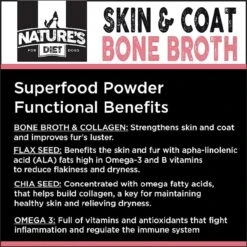 Nature's Diet Skin & Coat Bone Broth Dry Dog & Cat Food Topping, 6-oz Jar -Cozy Paws 318149 PT6. AC SS1800 V1628807521