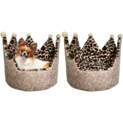 Precious Tails Leopard Crown Bolster Cat & Dog Bed -Cozy Paws 327010 PT3. AC SS1800 V1631895373