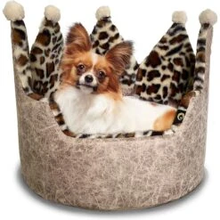 Precious Tails Leopard Crown Bolster Cat & Dog Bed -Cozy Paws 327010 PT5. AC SS1800 V1631896578