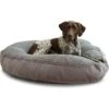 Happy Hounds Scooter Deluxe Round Pillow Dog Bed With Removable Cover, Gray