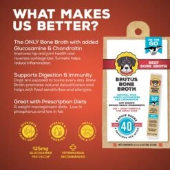 Brutus Broth Instant Bone Broth Beef Flavor Dry Dog Food Topper, 5 Count -Cozy Paws 329516 PT1. AC SS1800 V1631837488