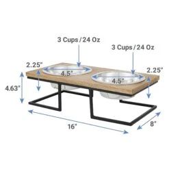 Frisco Premium Wood Elevated Stainless Steel Double Diner Dog & Cat Bowl -Cozy Paws 331490 PT1. AC SS1800 V1661891787