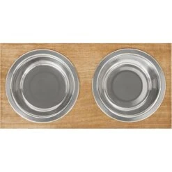 Frisco Premium Wood Elevated Stainless Steel Double Diner Dog & Cat Bowl -Cozy Paws 331490 PT4. AC SS1800 V1657656892