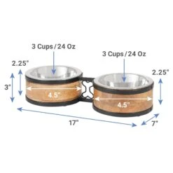 Frisco Premium Elevated Bone Design Stainless Steel Double Diner Dog & Cat Bowl -Cozy Paws 331499 PT1. AC SS1800 V1661891786