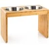 Pawfect Pets Elevated Feeder Raised Dog Bowl Stand With Four Stainless Steel Bowls, Large, 12-in