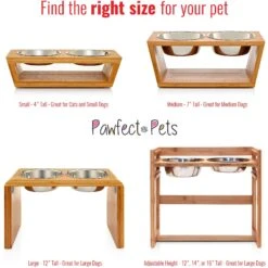 Pawfect Pets Adjustable Height Elevated Raised Dog Bowl Stand With Four Stainless Steel Bowls, Large -Cozy Paws 333592 PT5. AC SS1800 V1634075175