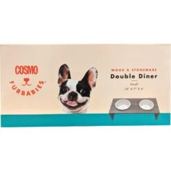 Cosmo Furbabies Double Dog & Cat Diner, Gray -Cozy Paws 341993 PT2. AC SS1800 V1636063897