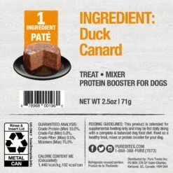 PureBites 100% Pure Duck Paté Dog Food Toppings, 2.5-oz Can, 12 Count -Cozy Paws 356476 PT1. AC SS1800 V1677859906