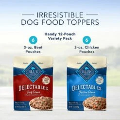 Blue Buffalo Delectables Chicken & Beef Dinner Variety Pack Grain-Free Wet Dog Food Topper, 3-oz Pouches, Case Of 12 & Blue Buffalo Wilderness Trail Toppers Wild Cuts Variety Pack Chunky Chicken & Beef Bites In Gravy Grain-Free Dog Food Topper, 3-oz, Pouch Of 12 -Cozy Paws 356845 PT3. AC SS1800 V1640888514