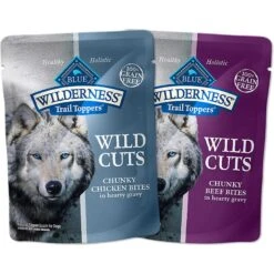 Blue Buffalo Delectables Chicken & Beef Dinner Variety Pack Grain-Free Wet Dog Food Topper, 3-oz Pouches, Case Of 12 & Blue Buffalo Wilderness Trail Toppers Wild Cuts Variety Pack Chunky Chicken & Beef Bites In Gravy Grain-Free Dog Food Topper, 3-oz, Pouch Of 12 -Cozy Paws 356845 PT6. AC SS1800 V1640889724
