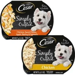 Cesar Simply Crafted Chicken, Sweet Potato, Apple, Barley & Spinach Limited-Ingredient Adult Wet Dog Food Topper & Cesar Simply Crafted Chicken Limited-Ingredient Wet Dog Food Topper