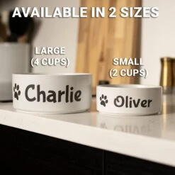 GoTags Personalized Dog Bowl, White -Cozy Paws 357167 PT3. AC SS1800 V1645492007