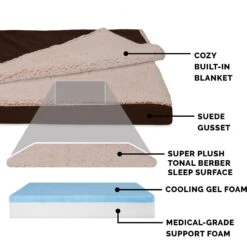 FurHaven Berber & Suede Blanket Top Cooling Gel Cat & Dog Bed -Cozy Paws 362086 PT5. AC SS1800 V1645658782