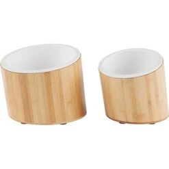 Frisco Elevated Slanted Bamboo Melamine Non-Skid Dog Bowl With Bamboo Stand -Cozy Paws 363387 PT5. AC SS1800 V1657657267