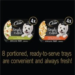 Cesar Simply Crafted Variety Pack Chicken, Carrots, Potatoes & Peas & Chicken, Sweet Potato, Apple, Barley & Spinach Limited-Ingredient Wet Dog Food Topper -Cozy Paws 367262 PT2. AC SS1800 V1644381721