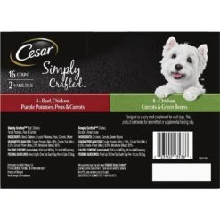Cesar Simply Crafted Variety Pack Chicken, Carrots & Green Beans & Beef, Chicken, Purple Potatoes, Peas & Carrots Wet Dog Food Topper, 1.3-oz Can, 16 Count -Cozy Paws 367307 PT1. AC SS1800 V1644368504